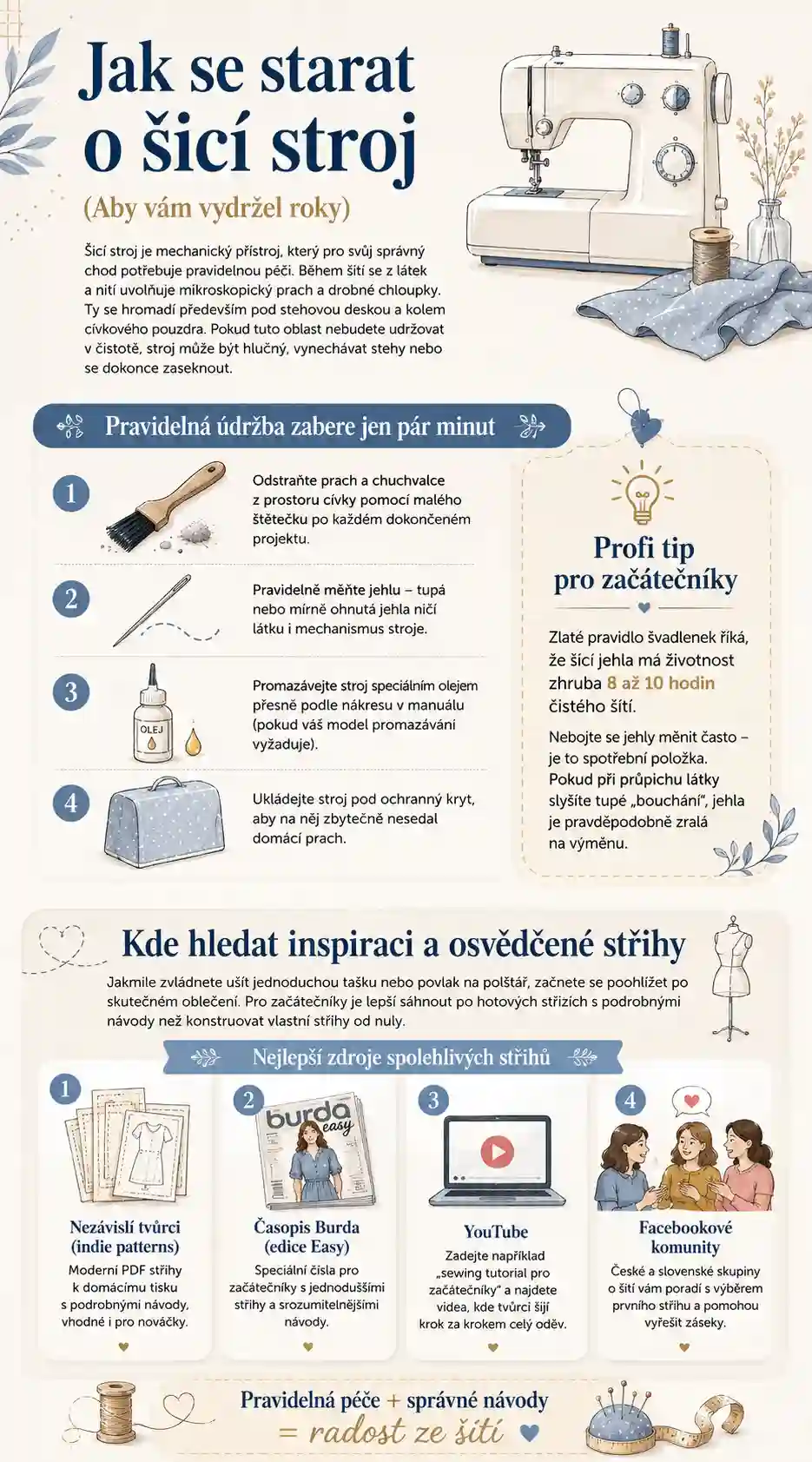 Jak se starat o šicí stroj